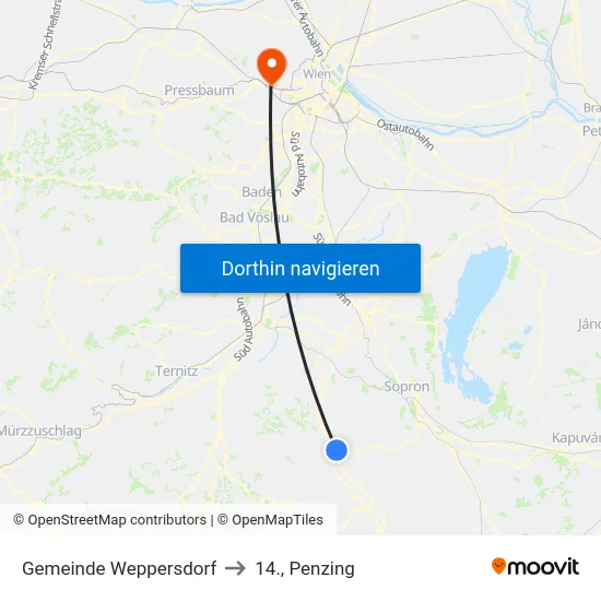 Gemeinde Weppersdorf to 14., Penzing map