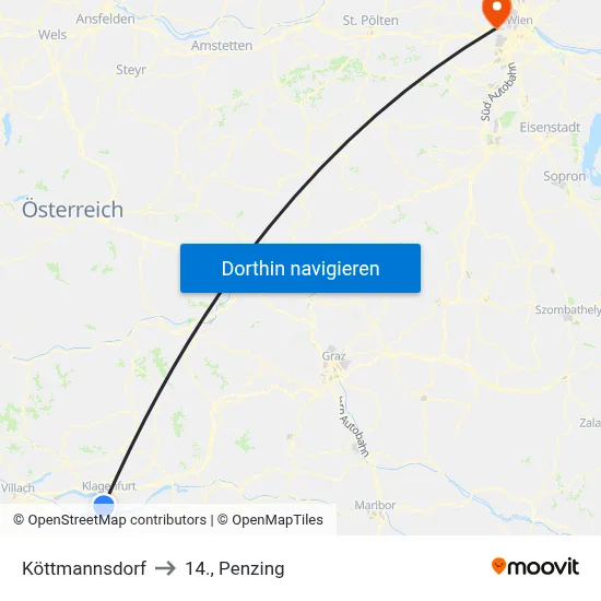 Köttmannsdorf to 14., Penzing map