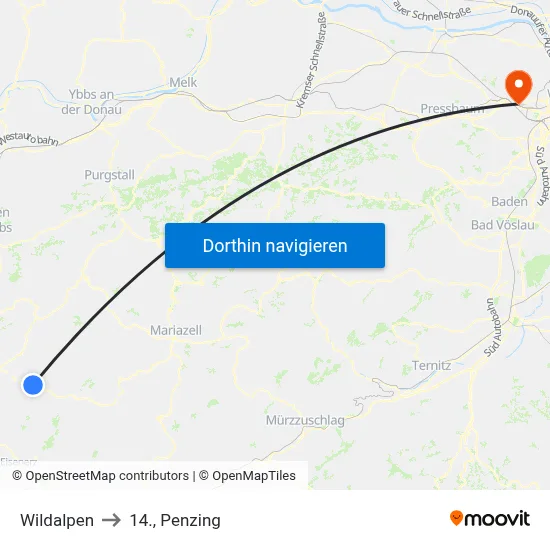 Wildalpen to 14., Penzing map
