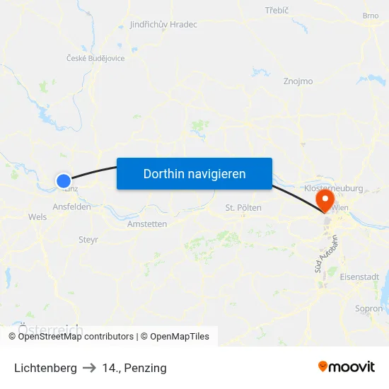 Lichtenberg to 14., Penzing map