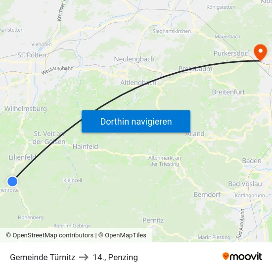 Gemeinde Türnitz to 14., Penzing map
