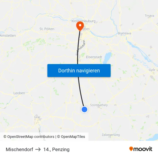 Mischendorf to 14., Penzing map