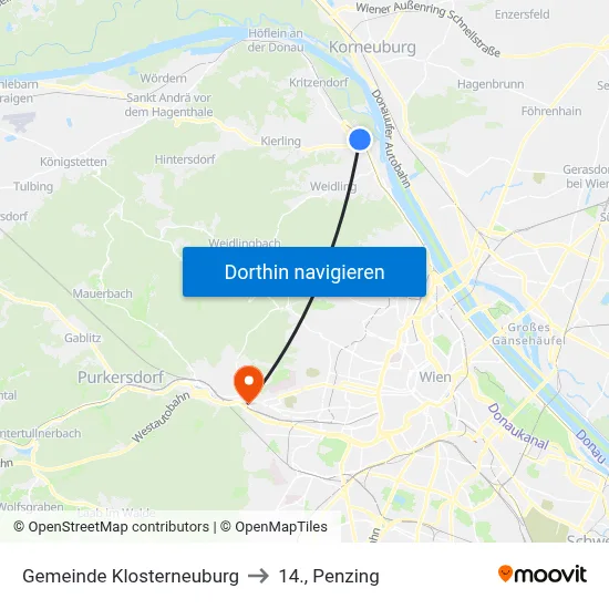 Gemeinde Klosterneuburg to 14., Penzing map