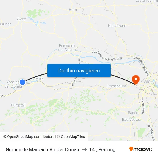 Gemeinde Marbach An Der Donau to 14., Penzing map