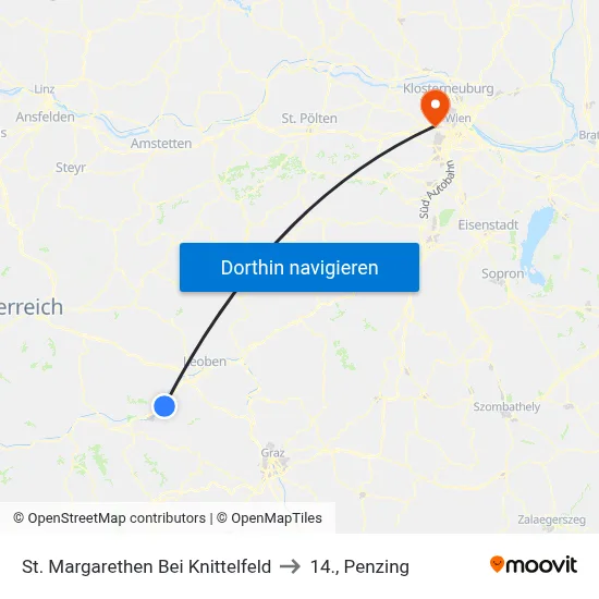 St. Margarethen Bei Knittelfeld to 14., Penzing map