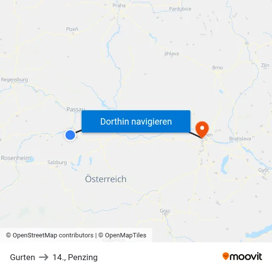 Gurten to 14., Penzing map
