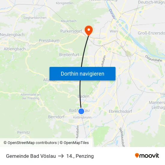 Gemeinde Bad Vöslau to 14., Penzing map