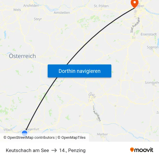 Keutschach am See to 14., Penzing map