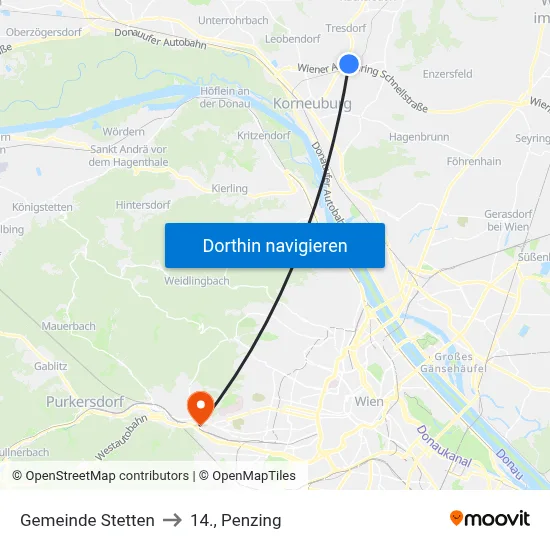 Gemeinde Stetten to 14., Penzing map