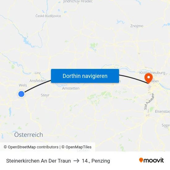 Steinerkirchen An Der Traun to 14., Penzing map