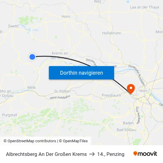 Albrechtsberg An Der Großen Krems to 14., Penzing map