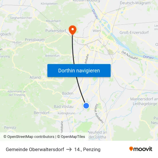 Gemeinde Oberwaltersdorf to 14., Penzing map
