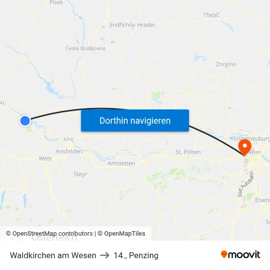 Waldkirchen am Wesen to 14., Penzing map