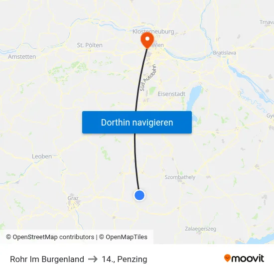 Rohr Im Burgenland to 14., Penzing map