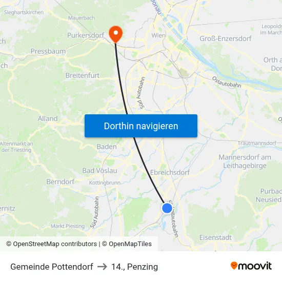 Gemeinde Pottendorf to 14., Penzing map