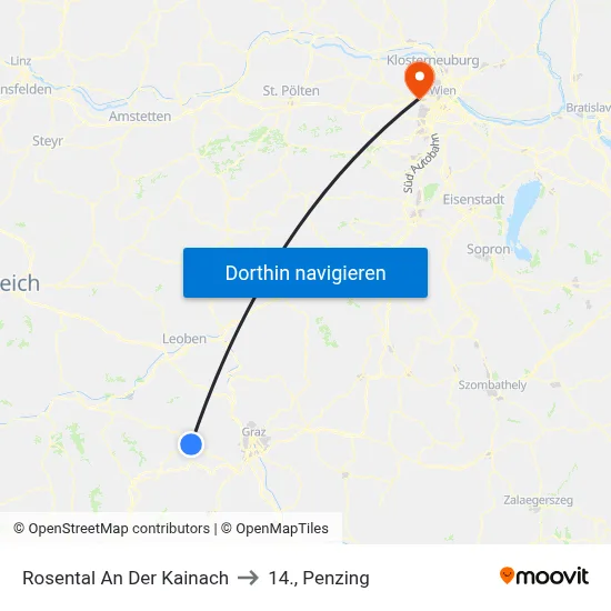 Rosental An Der Kainach to 14., Penzing map