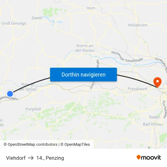 Viehdorf to 14., Penzing map