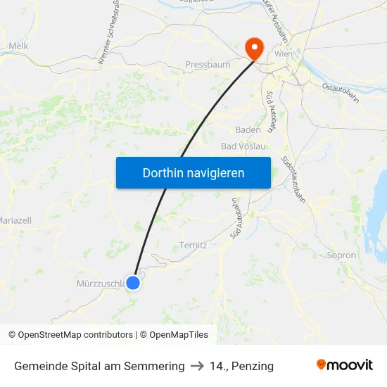 Gemeinde Spital am Semmering to 14., Penzing map