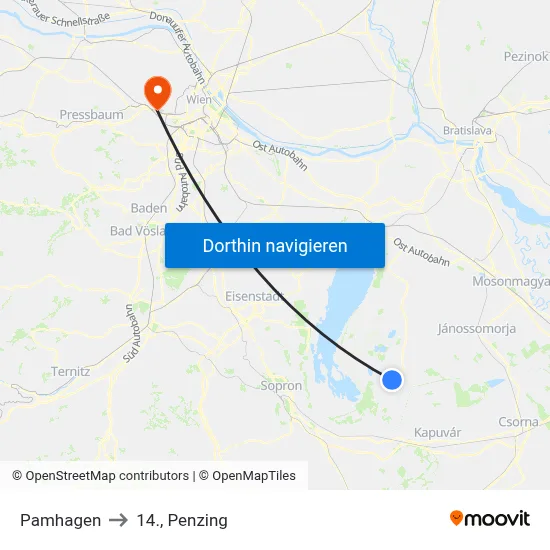 Pamhagen to 14., Penzing map