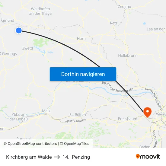 Kirchberg am Walde to 14., Penzing map