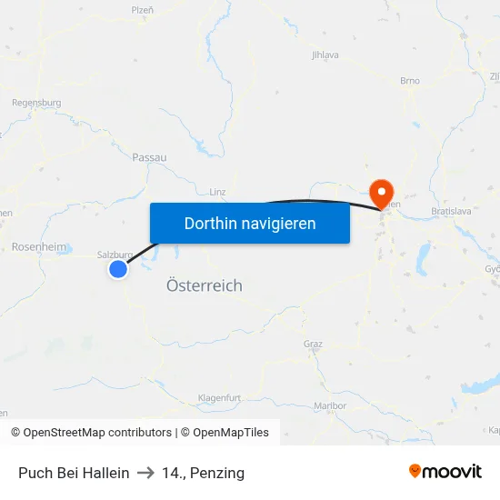 Puch Bei Hallein to 14., Penzing map