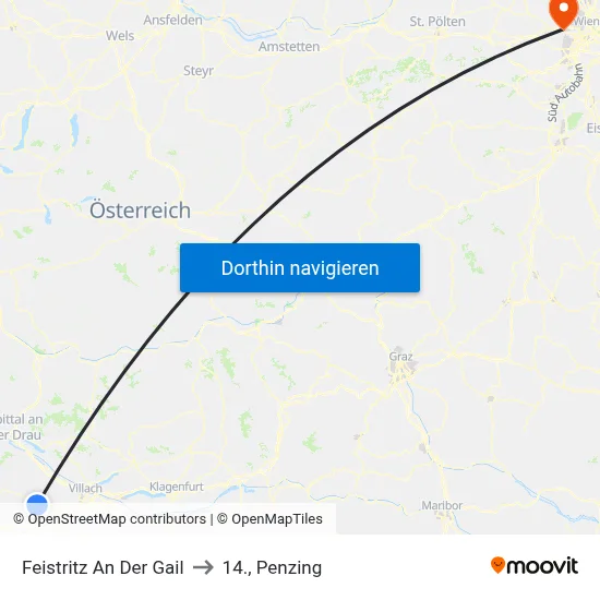 Feistritz An Der Gail to 14., Penzing map