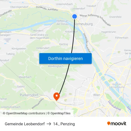 Gemeinde Leobendorf to 14., Penzing map