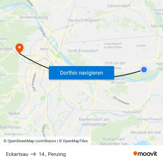 Eckartsau to 14., Penzing map