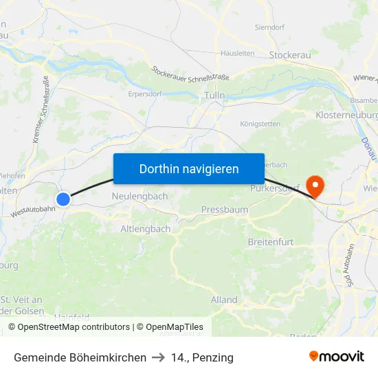Gemeinde Böheimkirchen to 14., Penzing map