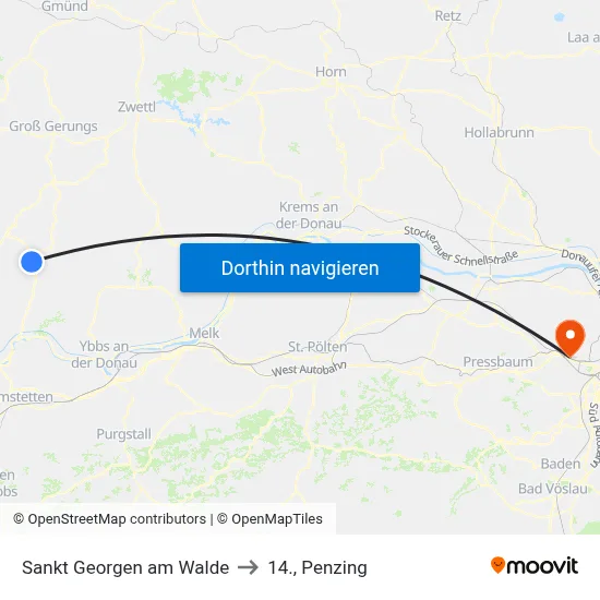 Sankt Georgen am Walde to 14., Penzing map