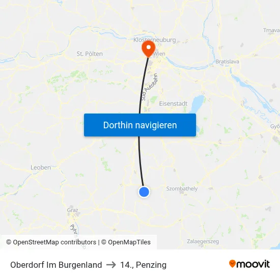 Oberdorf Im Burgenland to 14., Penzing map