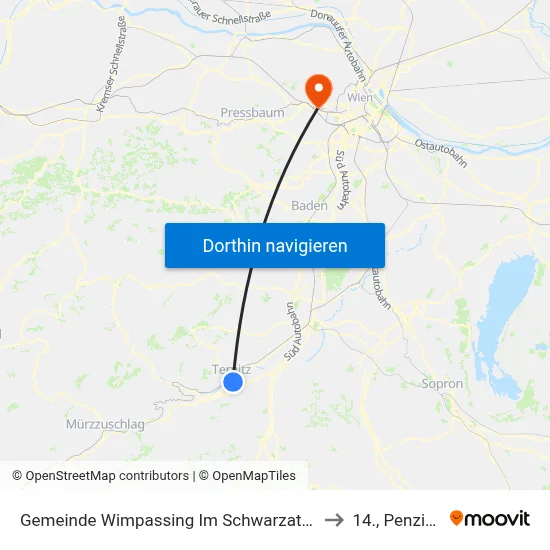 Gemeinde Wimpassing Im Schwarzatale to 14., Penzing map