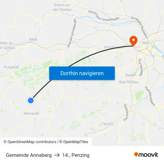 Gemeinde Annaberg to 14., Penzing map