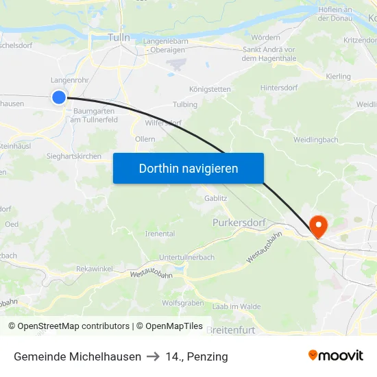Gemeinde Michelhausen to 14., Penzing map