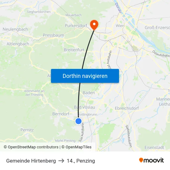Gemeinde Hirtenberg to 14., Penzing map