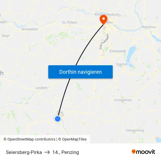 Seiersberg-Pirka to 14., Penzing map
