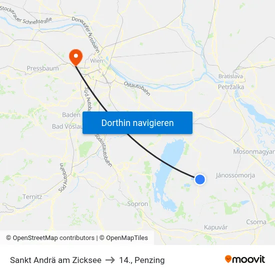 Sankt Andrä am Zicksee to 14., Penzing map