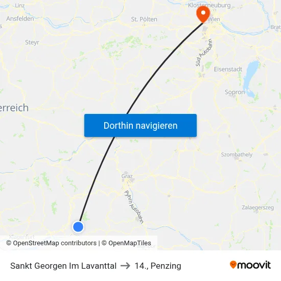 Sankt Georgen Im Lavanttal to 14., Penzing map