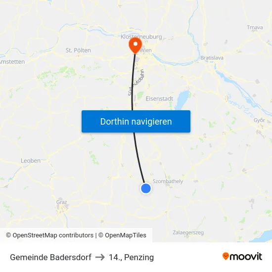Gemeinde Badersdorf to 14., Penzing map