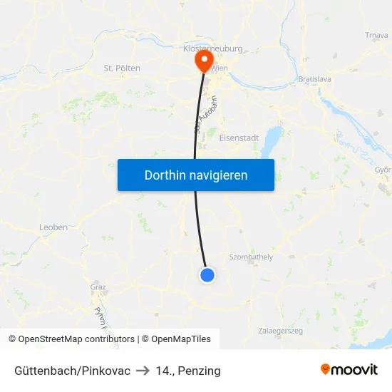 Güttenbach/Pinkovac to 14., Penzing map