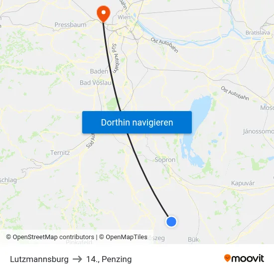 Lutzmannsburg to 14., Penzing map