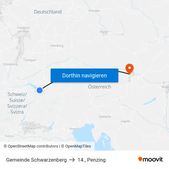 Gemeinde Schwarzenberg to 14., Penzing map
