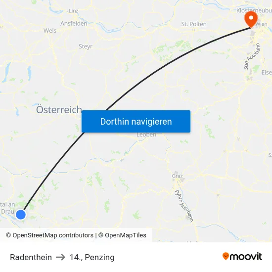 Radenthein to 14., Penzing map