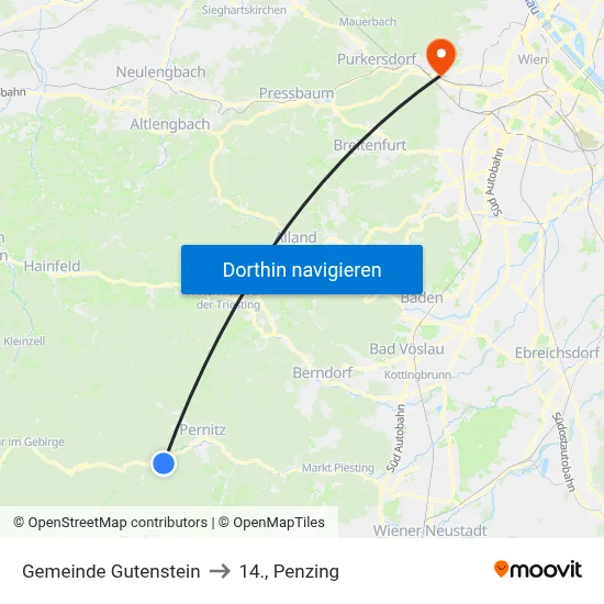 Gemeinde Gutenstein to 14., Penzing map