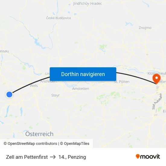 Zell am Pettenfirst to 14., Penzing map