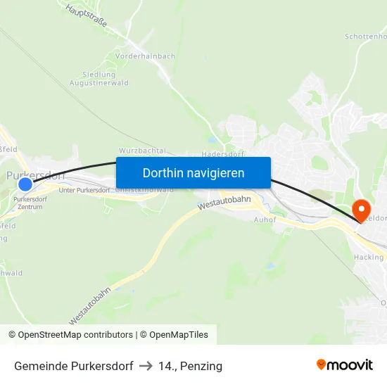 Gemeinde Purkersdorf to 14., Penzing map