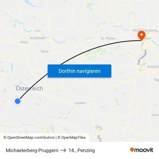 Michaelerberg-Pruggern to 14., Penzing map