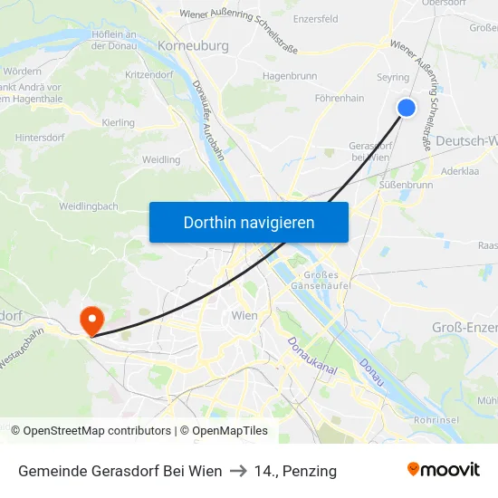 Gemeinde Gerasdorf Bei Wien to 14., Penzing map