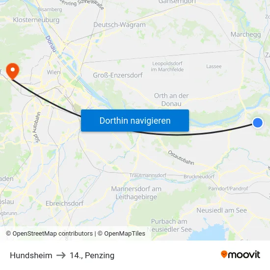 Hundsheim to 14., Penzing map