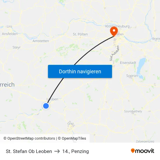 St. Stefan Ob Leoben to 14., Penzing map